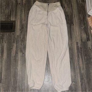 Aerie Cream Zip Up Sherpa Sweatpants XS